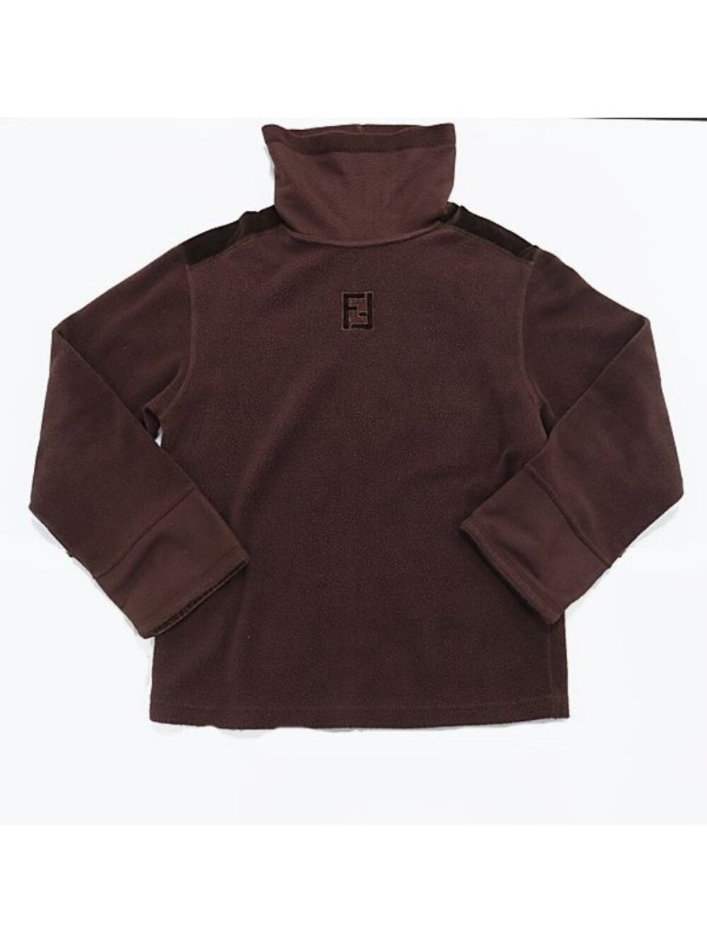 Fendi FF Logo High Neck Fleece Polyester Brown